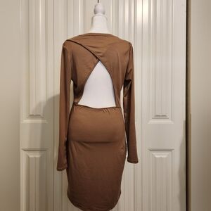 Haley & June Women's Bodycon Dress Round Neck Long Sleeve Detailed Back.